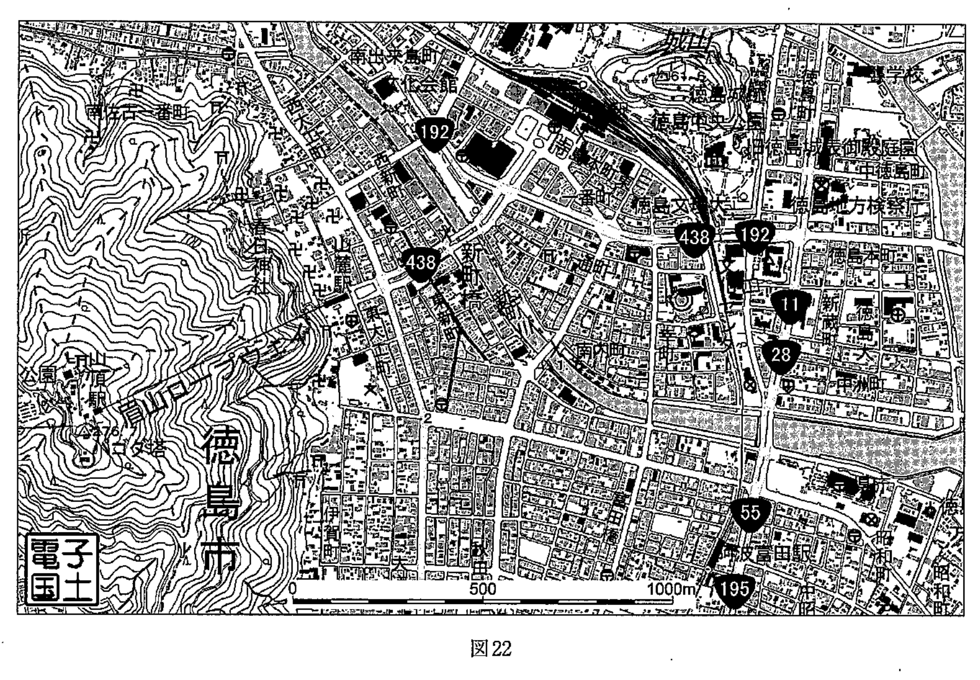図22　電子国土ポータルの地図（徳島市付近・一部改変）