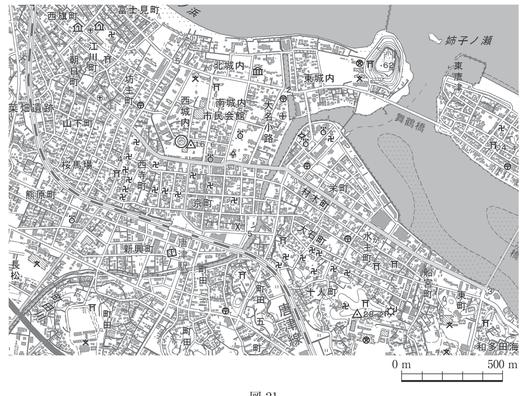 図21　電子地形図25000の一部（縮尺変更・一部改変）